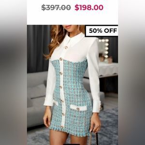 Tweed shirt dress gold buttons size medium